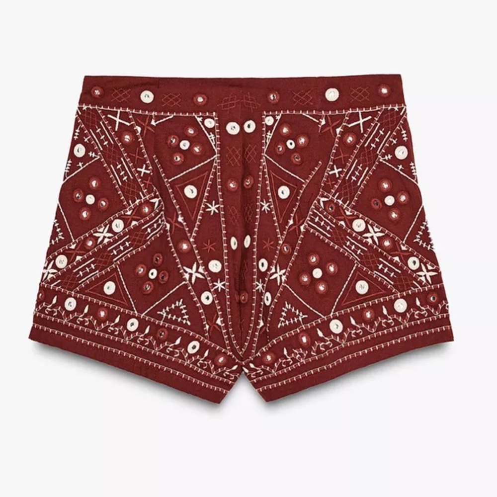 Zara Embroidered Mirror Shorts - Picture 8 of 12